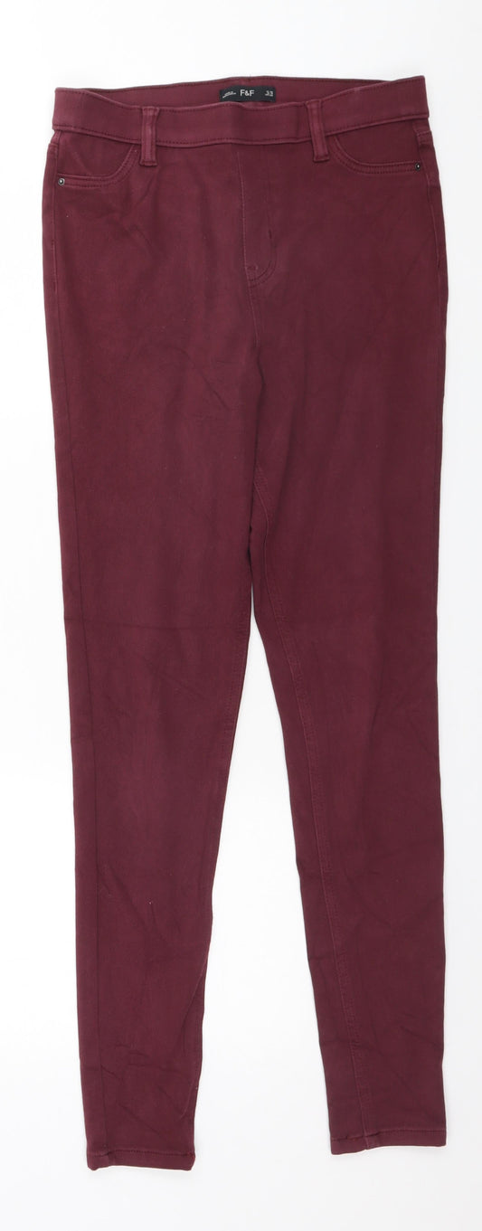 Additional front view of F&F women’s pink skinny jeans, size UK 10, 28-inch leg