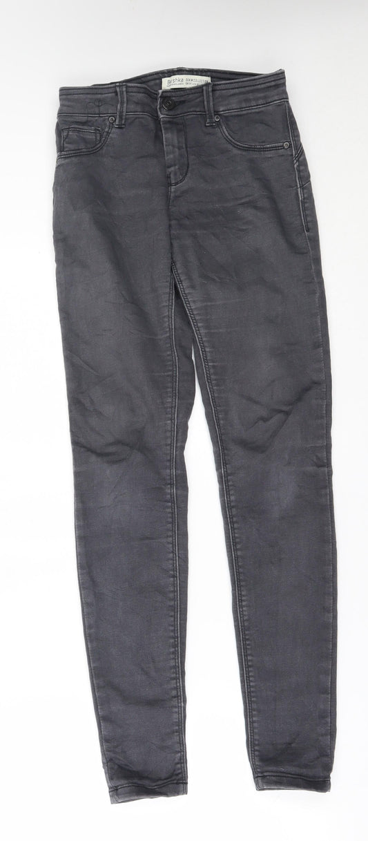 Bershka Womens Grey Skinny Jeans Size 6 L28 in - push up