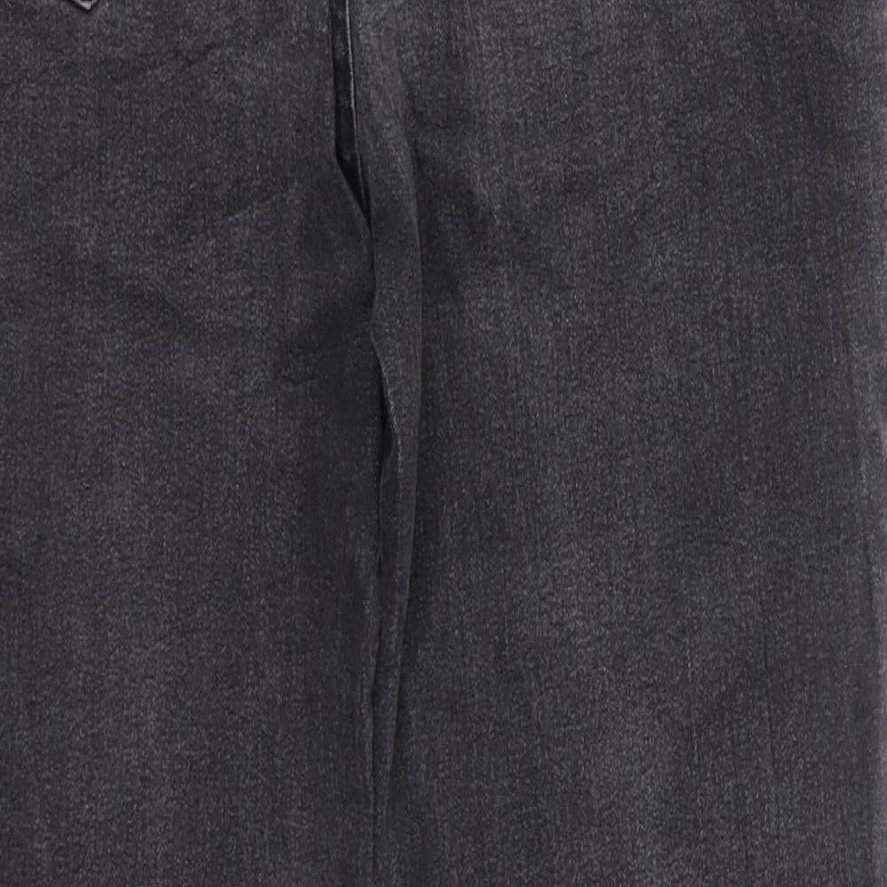 Brand and care label for F&F women’s grey skinny jeans, size UK 32, in, 25-inch leg