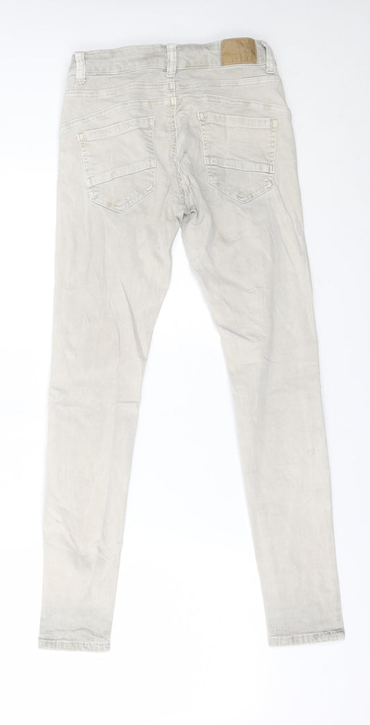 Womens UK Size XS Preworn Regular Fit Skinny Beige Jeans