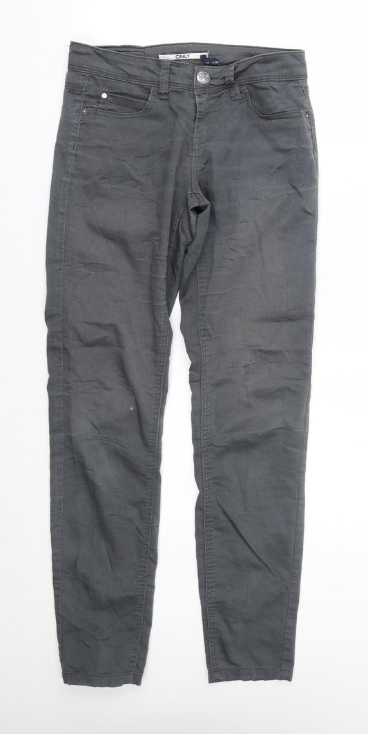 Additional front view of Only women’s grey skinny jeans, size UK 28, 30-inch leg
