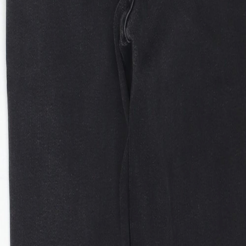 Brand and care label for New Look women’s black denim skinny jeans, size UK 8, 26-inch leg