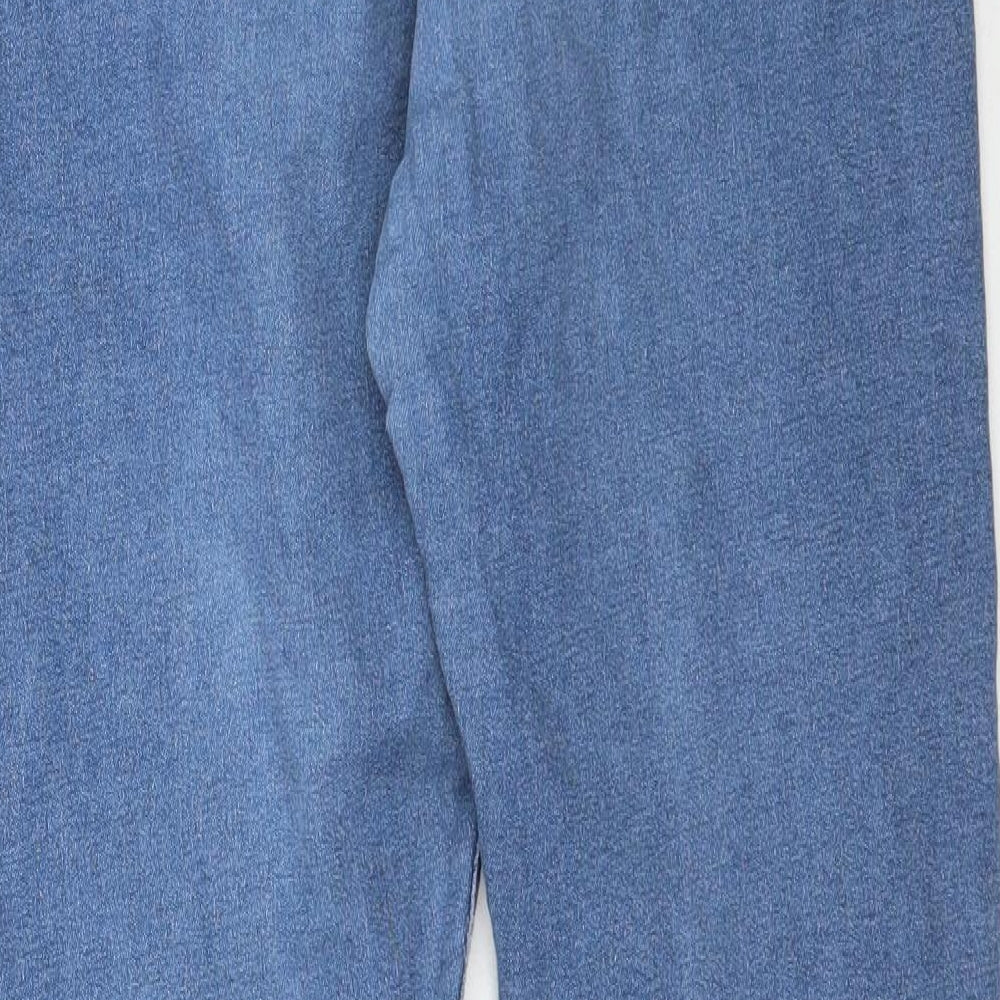 Brand and care label for Denim Co. women’s blue denim skinny jeans, size UK 12, 28-inch leg