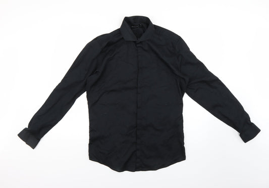Additional front view of Cedarwood State women’s black basic button-up, size UK 16