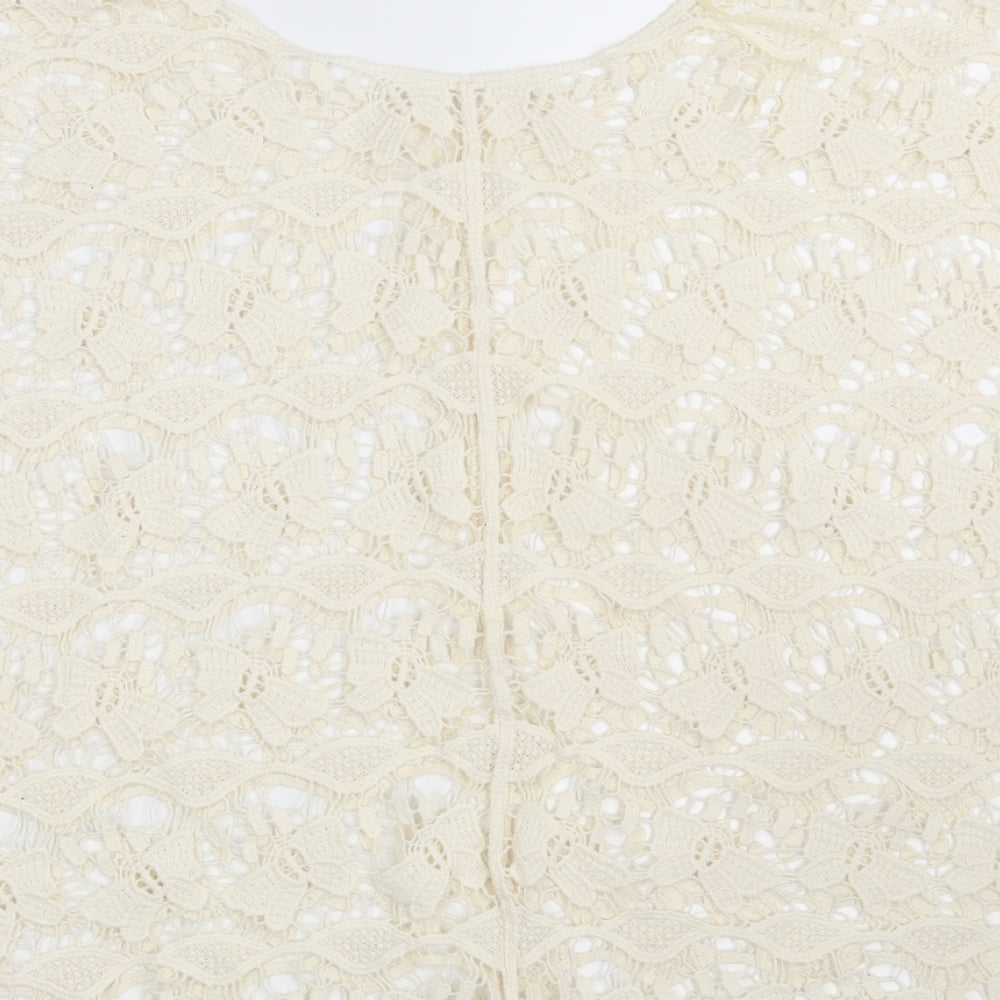 Brand and care label for Tu women’s ivory floral knit wrap jumper one size