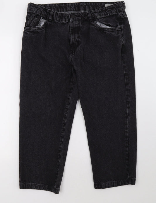 Additional front view of 365 women’s black cropped jeans, size UK 38, 26-inch leg