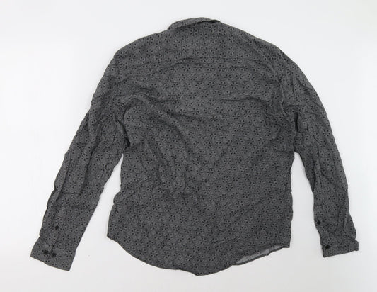 River Island Mens Grey Geometric Polo Size L