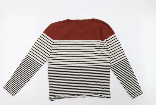 H&M Womens Beige Striped Pullover Sweatshirt Size S