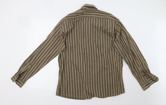 redford Mens Grey Striped Polo Size L