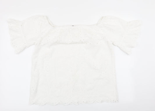 F&F Womens White Geometric Basic Blouse Size 14