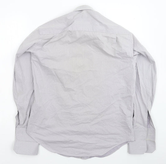 Slaters Mens Grey Striped Dress Shirt Size 16