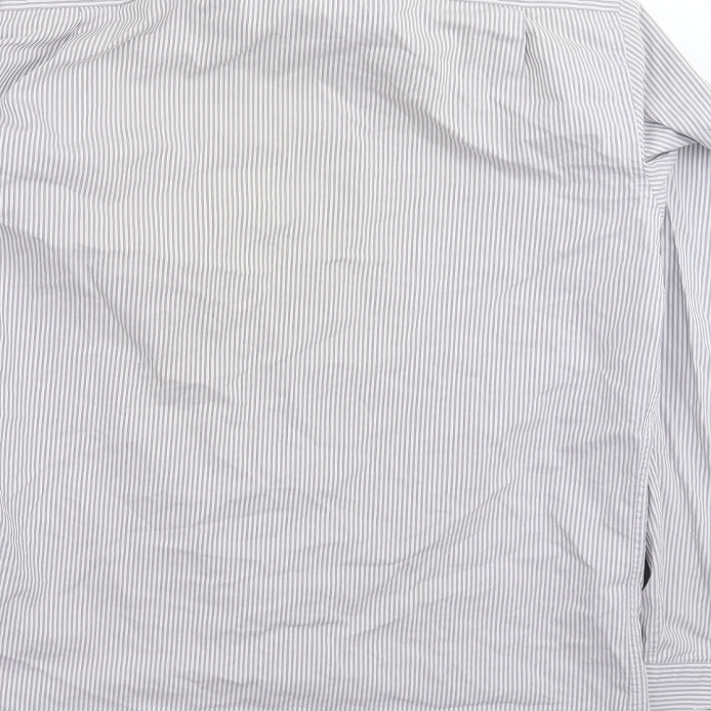 Slaters Mens Grey Striped Dress Shirt Size 16