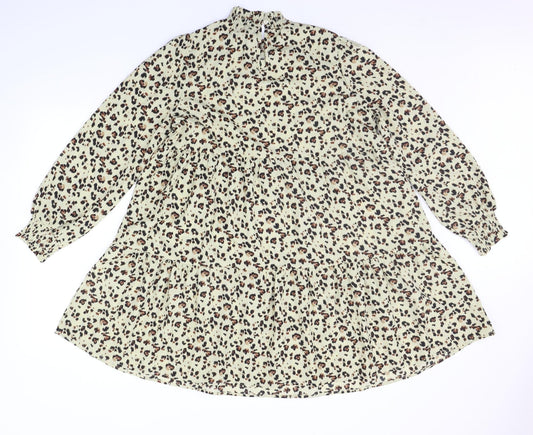 QED London Womens Beige Animal Print A-Line Size 12