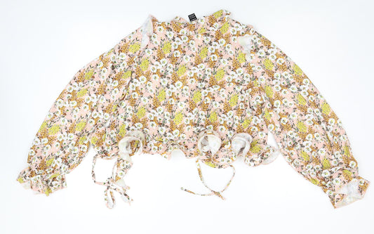 SheIn Womens Beige Floral  Cardigan Jumper Size L