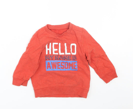 Mothercare Boys Red Pullover Jumper Size 12-18 Months