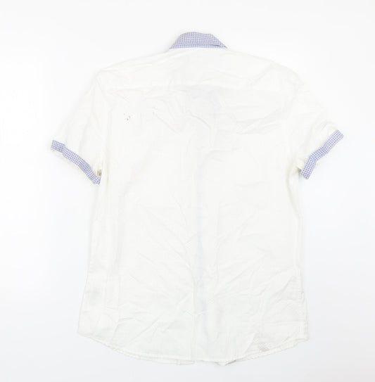 Mens UK Size M NEXT White Button-Up Short Sleeve Casual Shirt