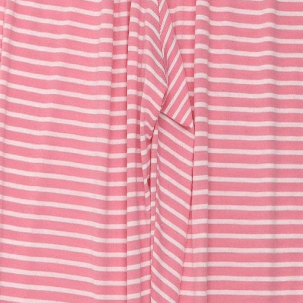 Brand and care label for Matalan women’s pink striped trousers, size UK 12, 25-inch leg
