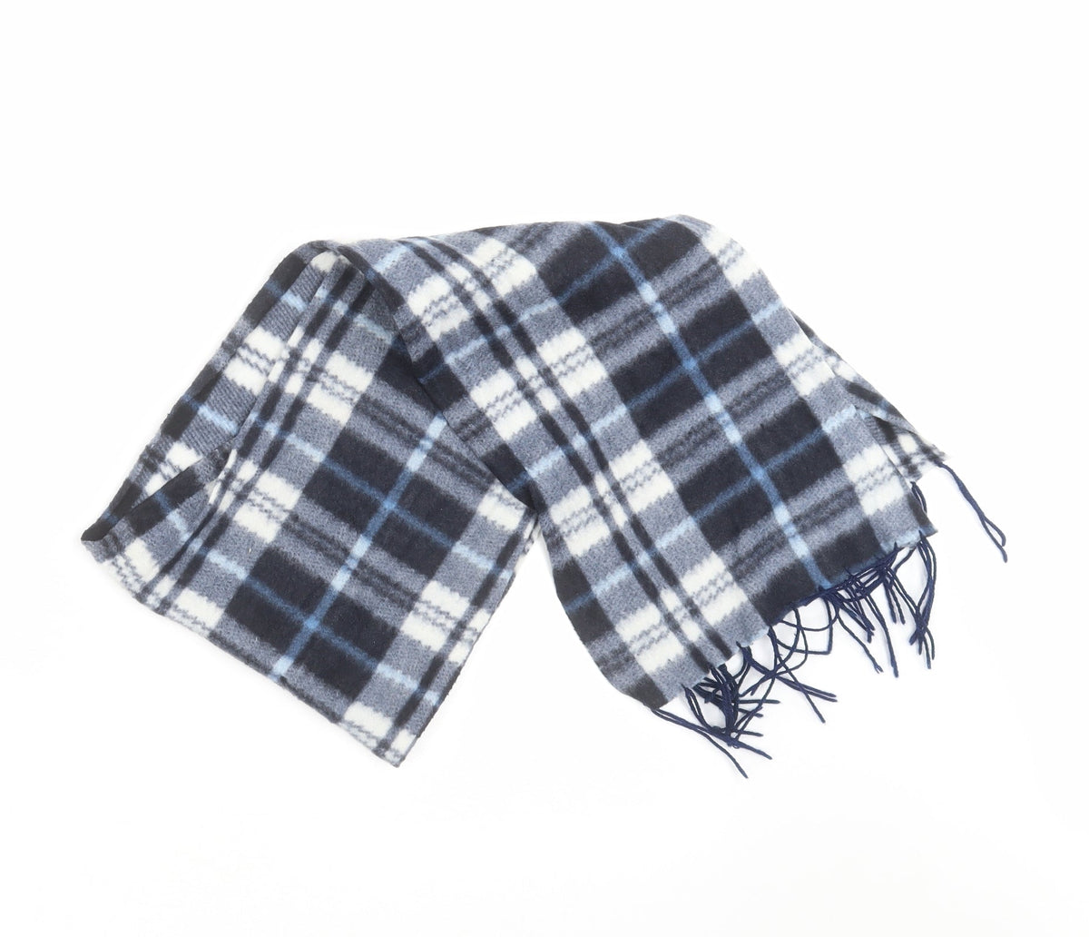 Front view of Preworn women’s black check scarf