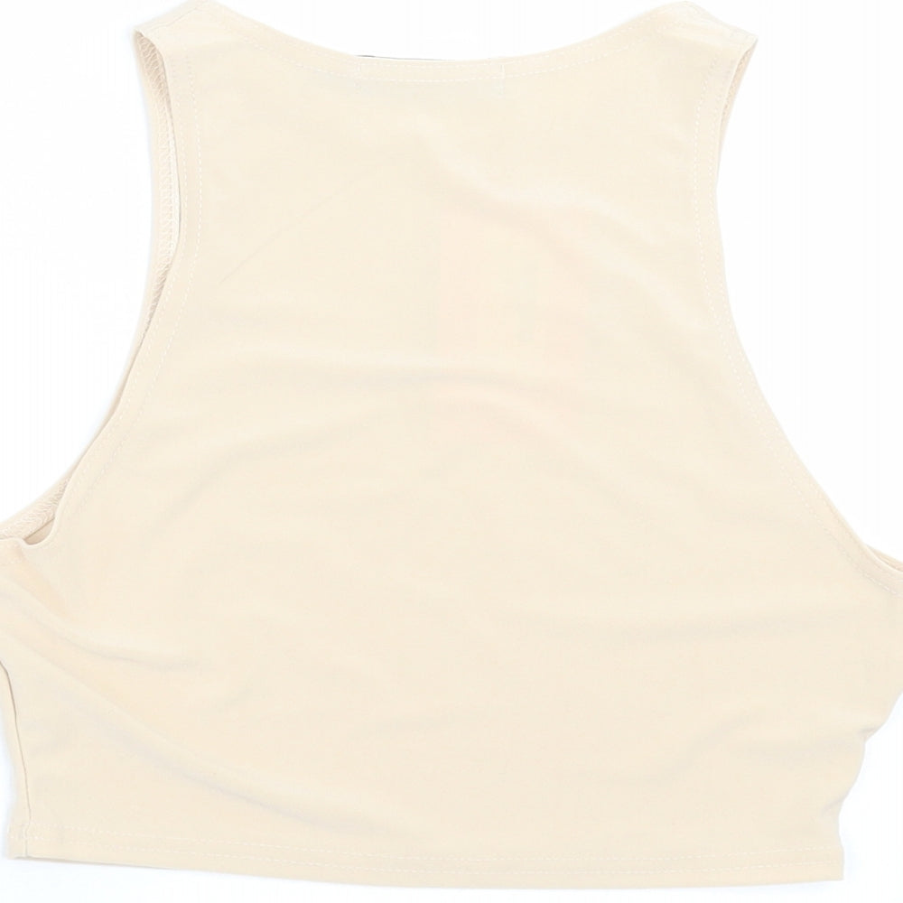 Missyempire Womens Beige Cropped T-Shirt Size 10