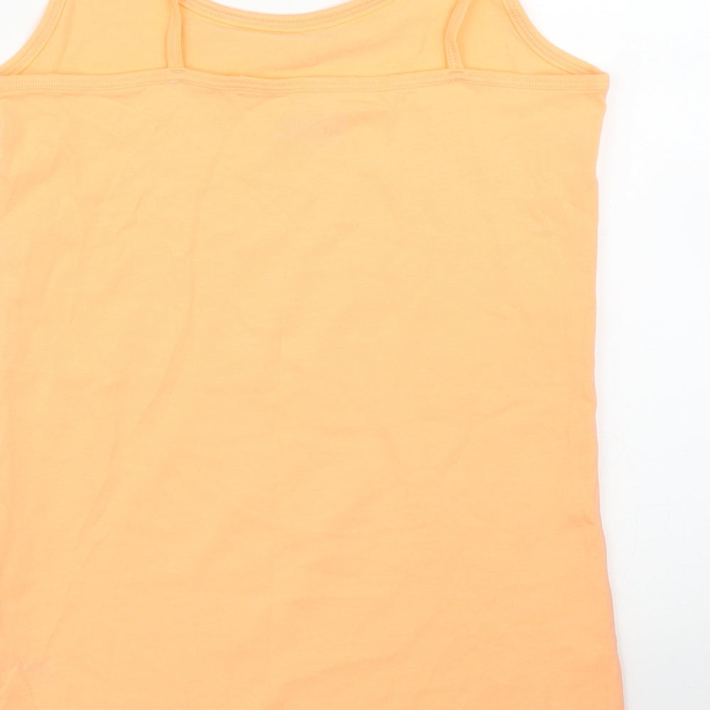 Brand and care label for Nutmeg women’s orange camisole blouse, size UK 10