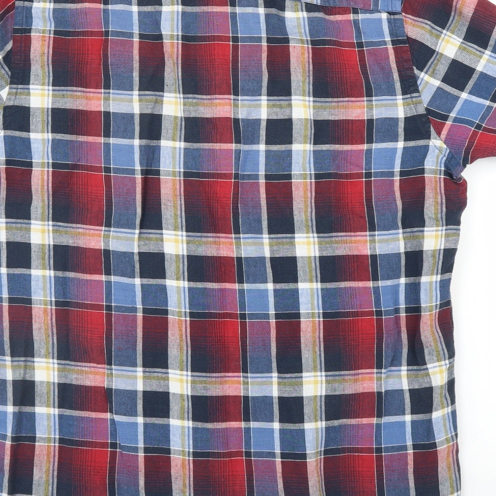 TU Mens Red Plaid Button-Up Size M