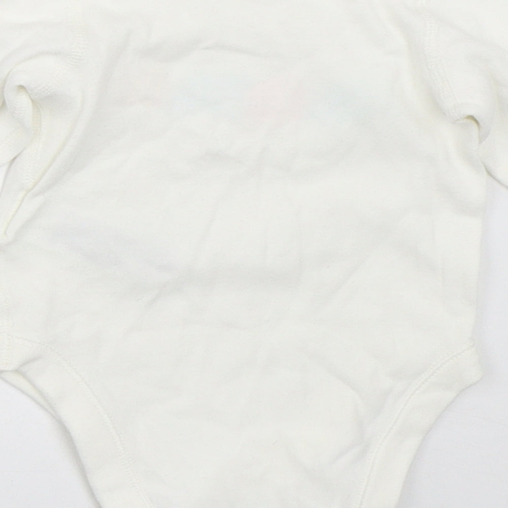 Brand and care label for Marks & Spencer Baby White Leotard One-Piece, size 0-3, Months