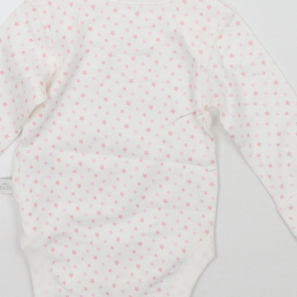 Brand and care label for Marks & Spencer Baby White Geometric Babygrow One-Piece, size 0-3, Months