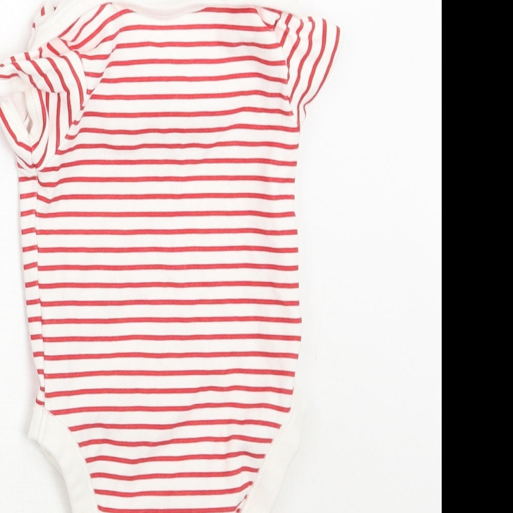 Brand and care label for George Baby White Striped Babygrow One-Piece, size 3-6, Months