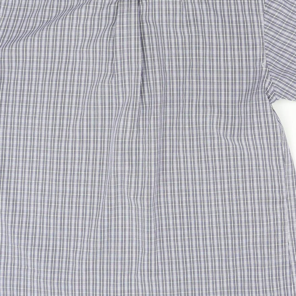 Mens UK Size S Lincoln Blue Button-Up Short Sleeve Casual Shirt