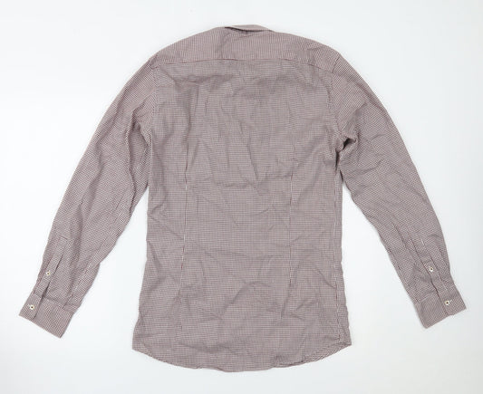 Mens UK Size 14.5 Marks and Spencer Red Button-Up Long Sleeve Casual Shirt