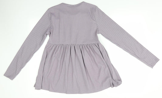 Boohoo Womens Purple Basic Blouse Size 10