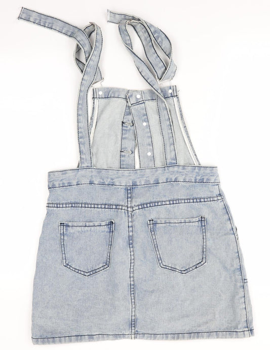 SheIn Womens Blue Pinafore/Dungaree Dress Size M