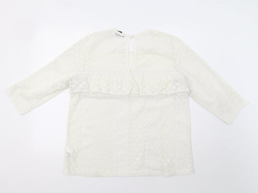 Womens UK Size L H&M Ivory Basic Blouse