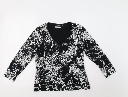 Additional front view of Mexx women’s black floral basic blouse, size M