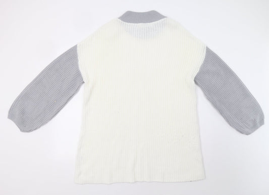 In the Style Womens White Colourblock Jumper Dress Size 8