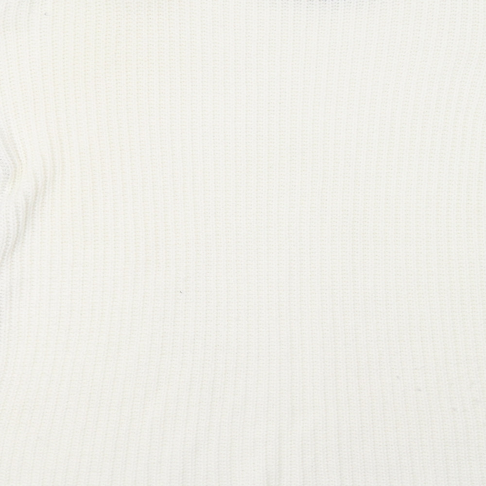 Brand and care label for In the Style women’s white colourblock jumper dress, size UK 8