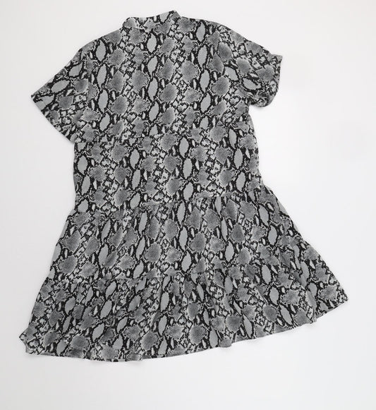 Preworn Womens Grey Animal Print A-Line Size M