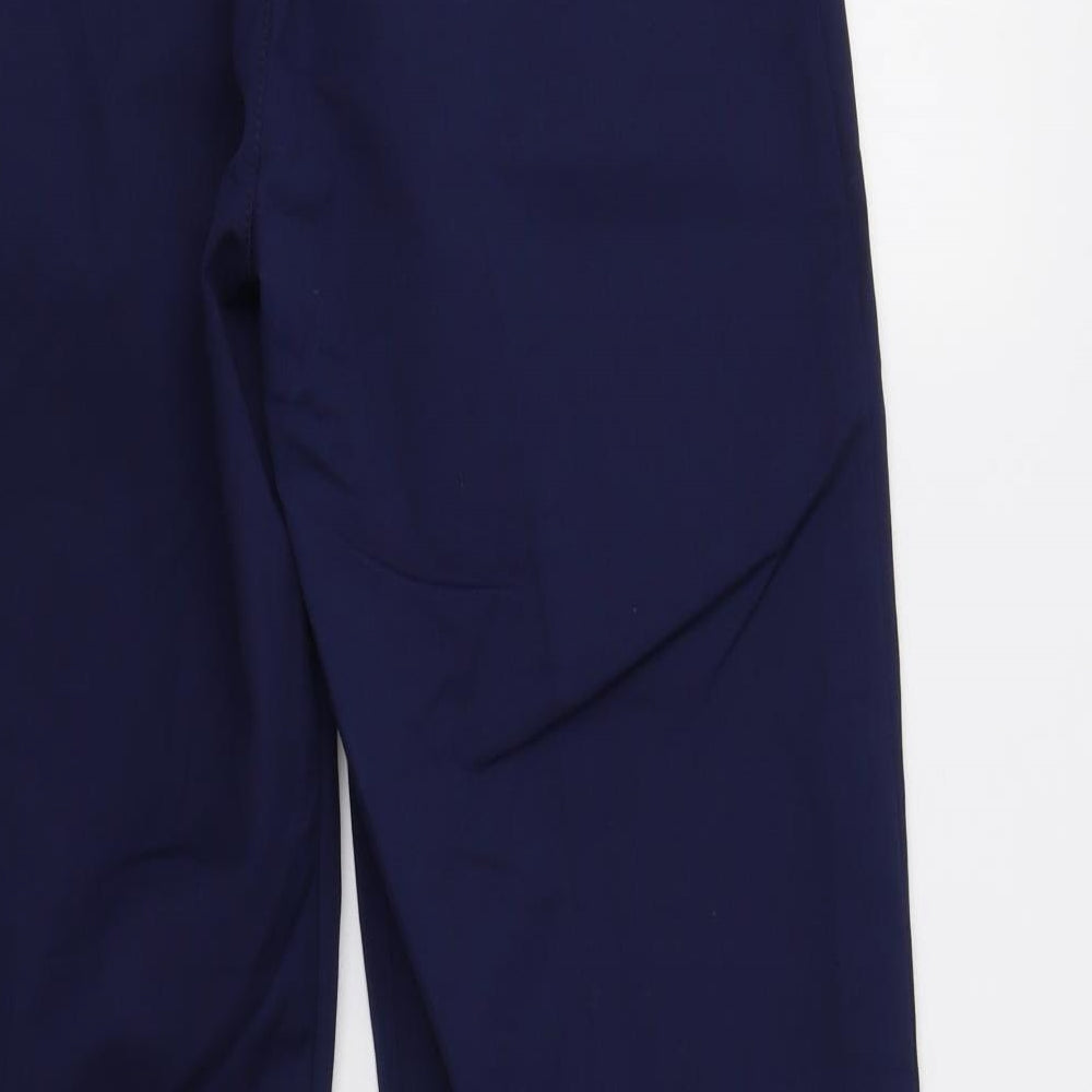 Brand and care label for Haywood men’s blue cargo trousers, size 28, 31-inch leg - workwear