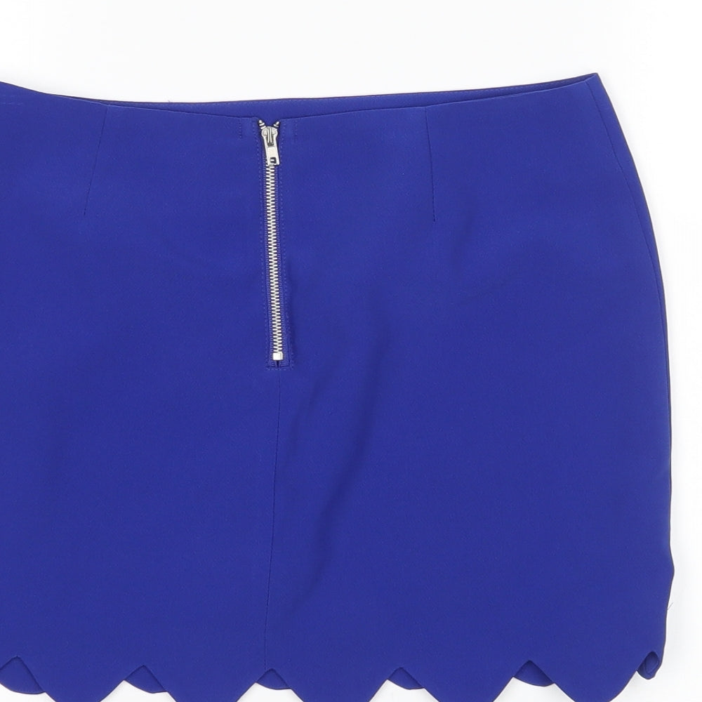 Brand and care label for Forever 21 women’s blue mini skirt, size S