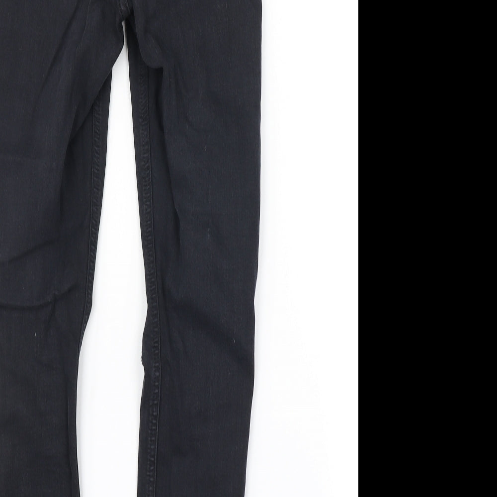Brand and care label for Topshop women’s blue skinny jeans, size UK 26, in, 30-inch leg