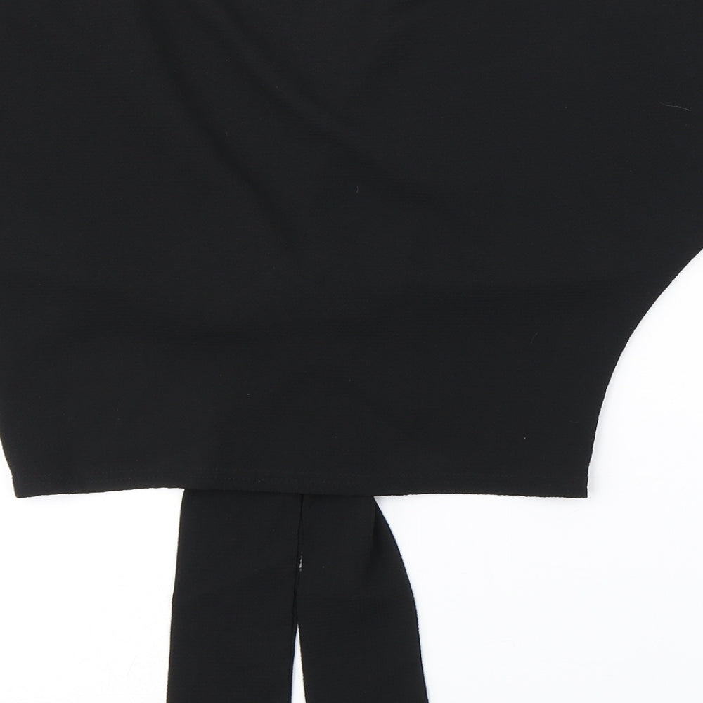 Womens UK Size 6 PRETTYLITTLETHING Black Cropped Blouse