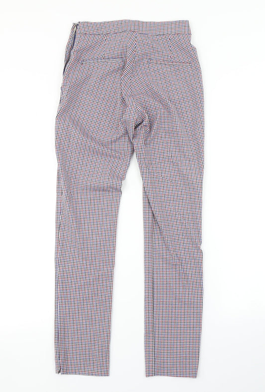 Stradivarius Womens Multicoloured Check Trousers Size 6 L28 in