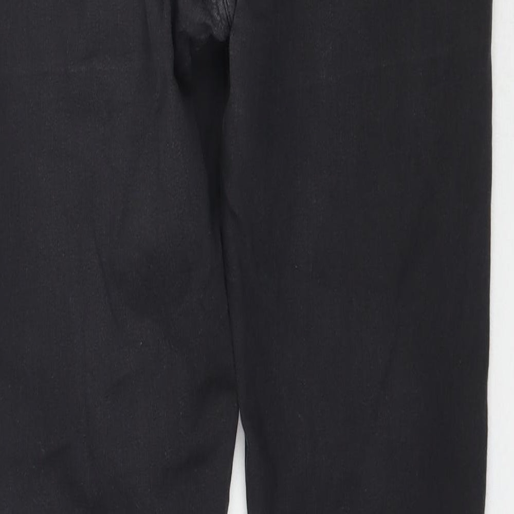 Brand and care label for Topshop women’s black denim skinny jeans, size UK 28, in, 30-inch leg