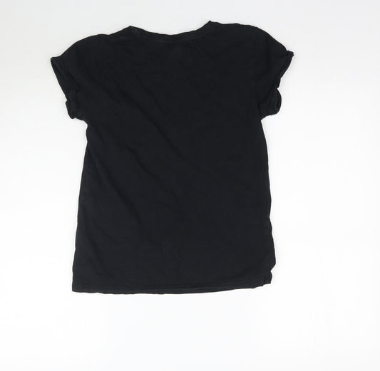 Womens UK Size XS Brave Soul Black Basic T-Shirt