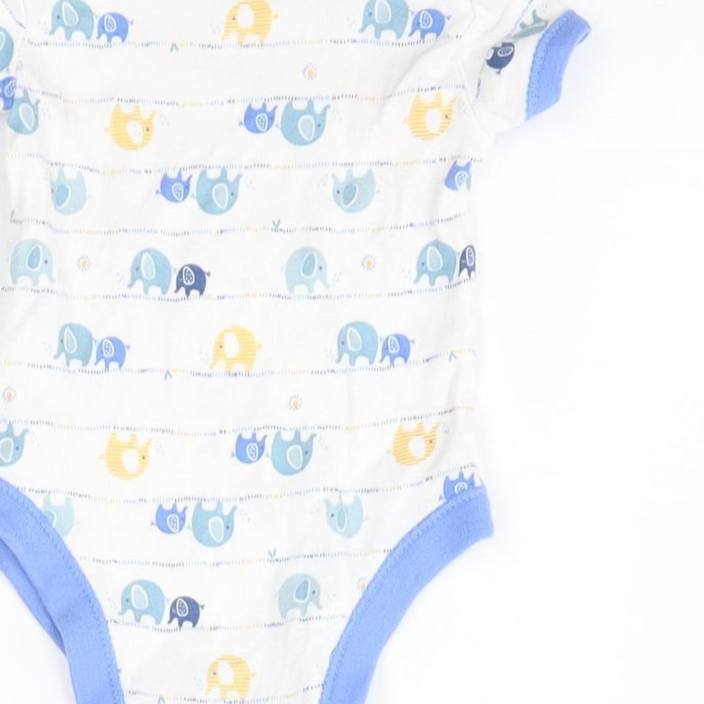 Brand and care label for Matalan Baby White Babygrow One-Piece, size 0-3, Months