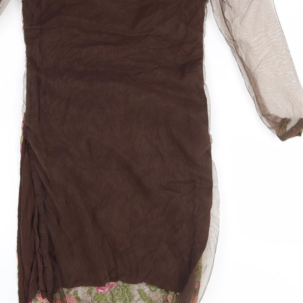 suli rang Womens Brown Floral A-Line Size 8