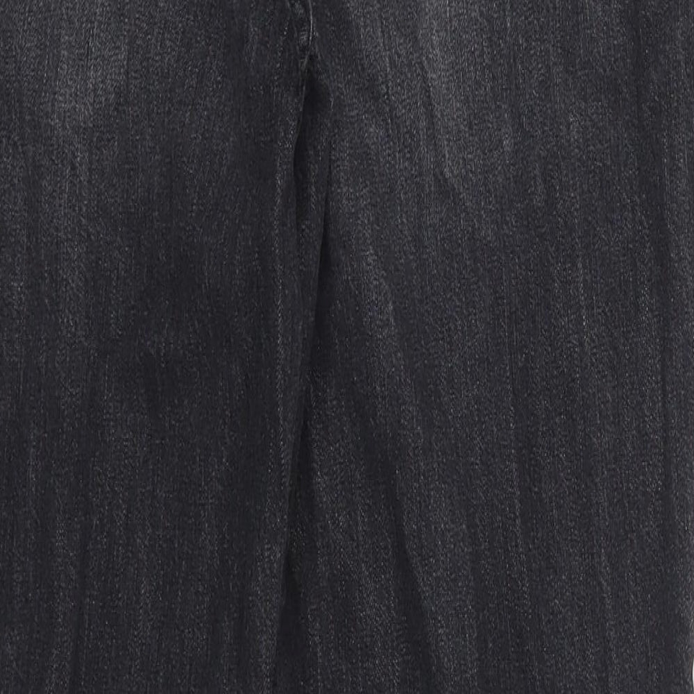 Gap Womens Black Denim Boyfriend Jeans Size 34 in L27 in - Distressed Hem Ankle Grazer