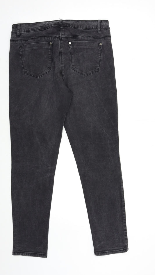 Avenue Womens Black Denim Skinny Jeans Size 14 L29 in