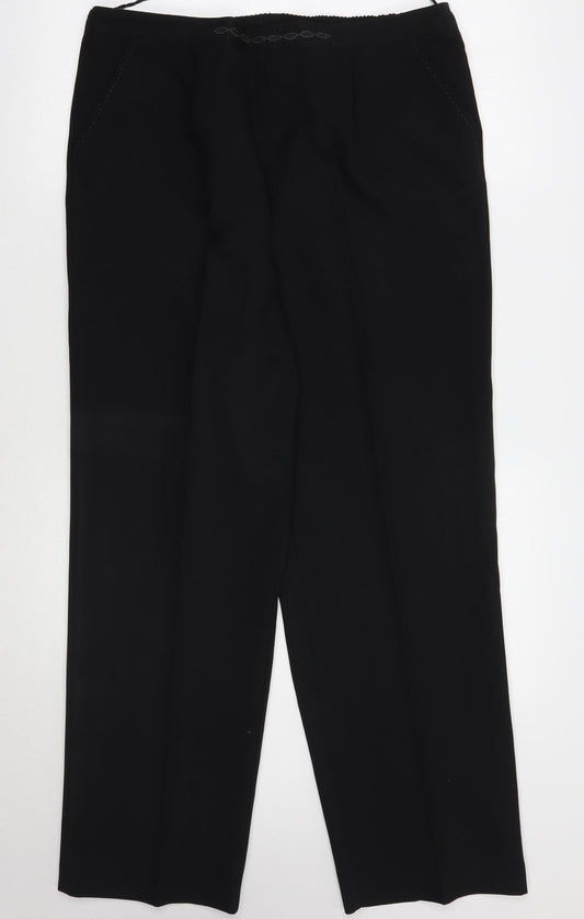 Womens UK Size 16 BM Regular Fit Black Trousers