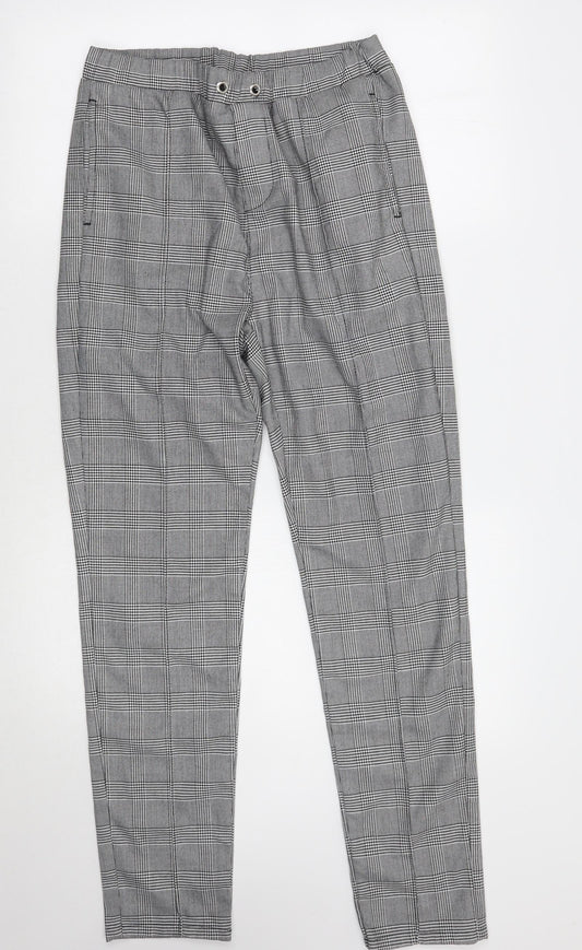Additional front view of B33 men’s grey check trousers, size 32, 29-inch leg